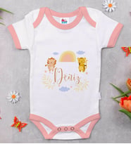 BK Kids Kişiye Özel Pembe Bebek Body Zıbın - Model 164