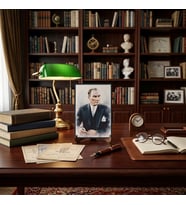 Atatürk Masaüstü Ahşap Tablo - Kabartmalı Baskı Şık Hediyelik 11x16 cm No 1