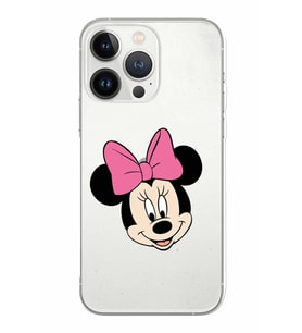 Apple iPhone 13 Pro Uyumlu Kamera Korumalı Tıpalı Kapak Minnie Mouse TasarımlıŞeffaf Kılıf