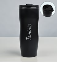 Kişiye Özel Klasik Model 400 ML Siyah Çelik Termos