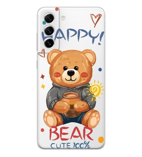 Samsung Galaxy S22 Uyumlu Happy Bear Tasarımlı Şeffaf Telefon Kılıfı