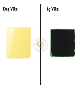 Samsung Galaxy Z Flip 5 Sarı Renk Arka Kapak Arka Cam Batarya Kapağı Pil Kapağı Lazer Kesim Back Cover Galaxy Z Flip 5 Uyumlu