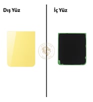 Samsung Galaxy Z Flip 5 Sarı Renk Arka Kapak Arka Cam Batarya Kapağı Pil Kapağı Lazer Kesim Back Cover Galaxy Z Flip 5 Uyumlu