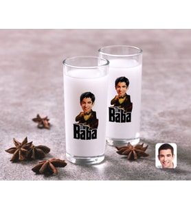 BK Gift Kişiye Özel Renkli Baskılı Godfather Baba Karikatürlü İkili Rakı Bardağı Seti-3 (Beyaz)