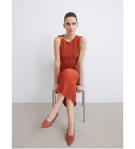 LCW Vision Turuncu Bisiklet Yaka Büzgülü Bodycon Elbise