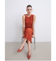 LCW Vision Turuncu Bisiklet Yaka Büzgülü Bodycon Elbise