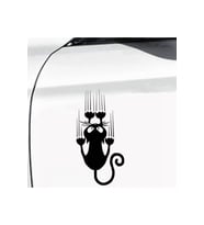 Komik Karikatür Kedi Tasarım Oto Sticker Siyah 12*24 Cm