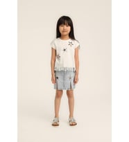 Kız Bebek Yıldız Baskılı Püsküllü Tshirt Beyaz