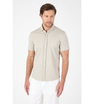 Taş Rengi Kısa Kol Düğmeli Yaka Cepsiz Performans Ürün Slim Fit  Gömlek 1004250256