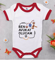 BK Kids Avukat Olucam Tasarımlı Kırmızı Bebek Body Zıbın-1