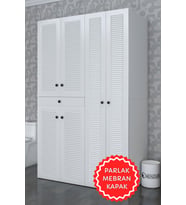 Kenzlife membran çamaşır-kurutma makinesi dolabı şahrur sağ byzbyz 187*120*60 çekmeceli mebran kapak suntalam gövde banyo (Beyaz-Gri)