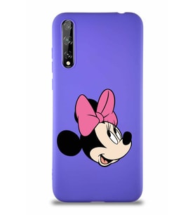 Huawei Y8P Soft Premier Kapak Minnie Mouse-A Tasarımlı Silikon Kılıf - Mor (Şeffaf)