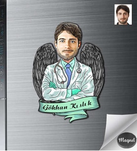 Kişiye Özel Doktor Erkek Ahşap Magnet -6