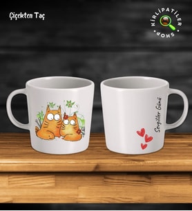 KirliPatiler Taş Kupa Fincan Üzeri Sevgili Kedi Baskılı (Model 6)