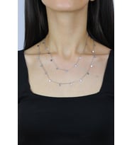 Pullu 90 cm Rodyumlu Gümüş Kolye 7260