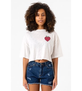 One Piece Anime Ope Ope Devil Fruit Beyaz Kırçıllı Kadın Crop Tshirt