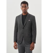 Siyah Desenli Örme Mono Yaka Astarsız Esnek 6 Drop Slim Fit Casual Ceket 1002245159