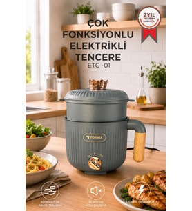 Torima Çok Fonksiyonlu Elektrikli Tencere 1.6L Buharlı Yağda Yemek Pişirme Makinesi ETC01 Antrasit