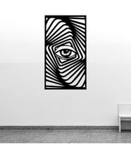 Dekoratif Zebra Desenli Göz Ahşap Tablo (Siyah)