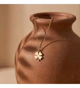 Kişiye Özel 925 Ayar Gümüş Minimalist Yonca Kolye (Gold)