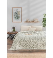 Damask Yeşil Yumuşak Dokulu Tek Kişilik Jakarlı Pike %100 Pamuk (170*215CM)