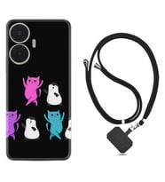 Realme C55 Kılıf Resimli Boyun Askılı İpli Desenli Silikon Series Cat Dance 1824