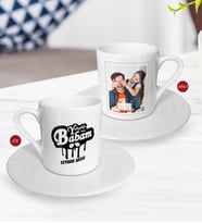 BK Gift Kişiye Özel Babalar Günü Hediyesi Fotoğraflı Türk Kahvesi Fincanı-87 (Beyaz)