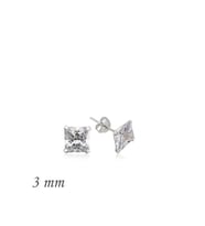 Gümüş Kare Tek Taş Zirkon Küpe - 3 mm