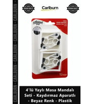 Özel Üretim Non Slip Güçlü 4'lü Yaylı Masa Mandalı Seti Kaydırmaz Aparatlı Beyaz Renk Plastik