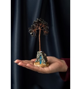 Obsidyen Taşı El Yapımı 5x12cm Doğal Taş Dekoratif Hayat Ağacı