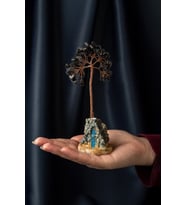 Obsidyen Taşı El Yapımı 5x12cm Doğal Taş Dekoratif Hayat Ağacı