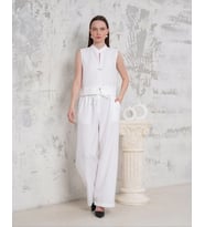 Broşlu Yelek Pantolon Takım Beyaz S255821