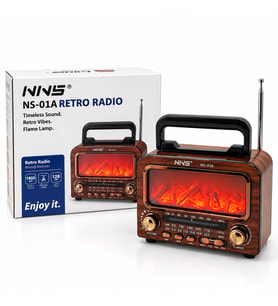 İBRELİ ŞÖMİNELİ RADYO - RETRO AM - FM - SW USB - TYPE-C SARJLI BT - TF - USB SPEAKER NS-01A PL-4730 (5343)