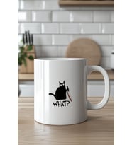 Kara Kedi Figürlü 330ml Baskılı Beyaz Seramik Kupa Bardak