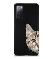 Samsung Galaxy S20 FE Soft Premier Kapak Catface Tasarımlı Silikon Kılıf - Siyah (Şeffaf)
