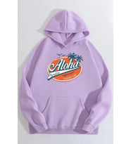 Unisex Aloha Baskılı Sweatshirt (Lila)