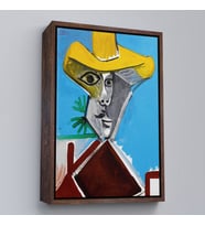 Çerçeveli Pablo Picasso - Adamın Büstü Tablosu - Buste d'homme (Kahverengi)