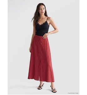 LCWAIKIKI Classic Bordo Beli Lastikli A Kesim Etek