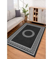 Dijital Kaymaz Taban Yıkanabilir Renkli Salon Halısı Mutfak Halısı Yolluk ND-SM-49 (Antrasit)