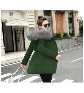 Kışlık Orta Boy Kadın Şişme Mont (Haki)