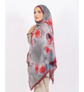 Luissa Bambu Kraş Şal Lale Desen Bordo