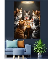 Masada Poker Oynayan Kediler Dekoratif Kanvas - Mdf Ahşap Tablo