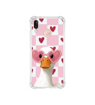 PrintiFy Huawei P20 Lite ile Uyumlu Pembe Pötikare Serisi Göletin Gülü Tasarımlı Uv Baskılı Köşe Korumalı Antişok Kılıf