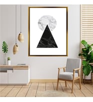 Tablore Modern Geometrik Siyah Beyaz Mermer Desenli Tablo Minimalist Daire Üçgen Duvar Dekoru