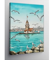 Kanvas Tablo Kız Kulesi ve Martılar