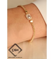 ÇGK KUYUMCULUK 8 Ayar Gurmet Zincir Kadın Baget Altın Bileklik