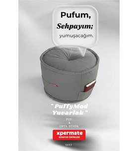 Dekoratif Yuvarlak Puf 60x42 cm Oturma ve Ayak Uzatma