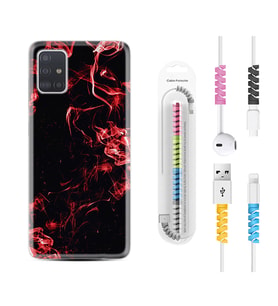 Samsung a71 A72 A73 A7 A9 2018 C7 C9 Kılıf Kablo Koruma Spiral Silikon Red Smoke 1745