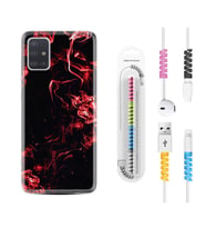Samsung a71 A72 A73 A7 A9 2018 C7 C9 Kılıf Kablo Koruma Spiral Silikon Red Smoke 1745