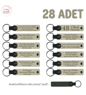 Sütlü Kahve & Yeşil, Özel Mevlitleriniz İçin İsim Ve Yazı Yazılabilen 28' li Anahtarlık Set
